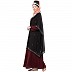 Party wear double layered Embellished abaya- Black-Maroon